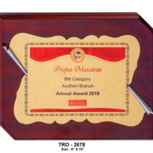 Premium Silver Metal Plate Wooden Plaque