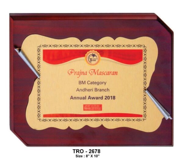 Premium Silver Metal Plate Wooden Plaque