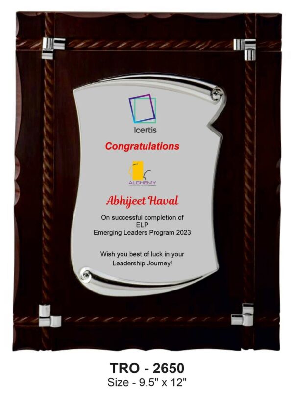 Silver Scroll Wooden Decorative Plaque