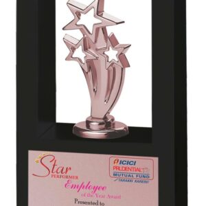 3 Star White Wood Trophy With Rose Gold Finish