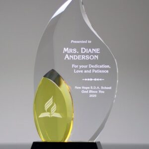 Flame Shape Glass Trophy