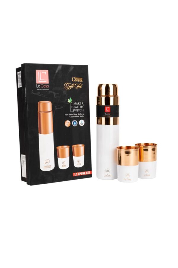 White Finish Copper Water Bottle
