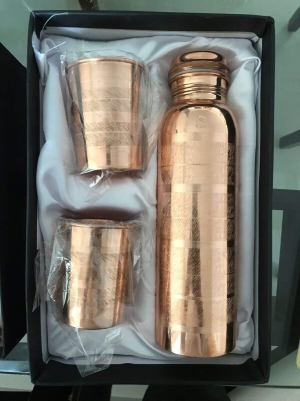 Floral Design Copper Water Bottle