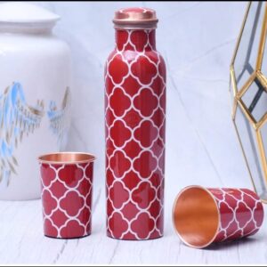 Crimson Stripes Copper Bottle Set
