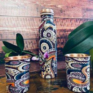 Vibrant Paisley Copper Water Bottle