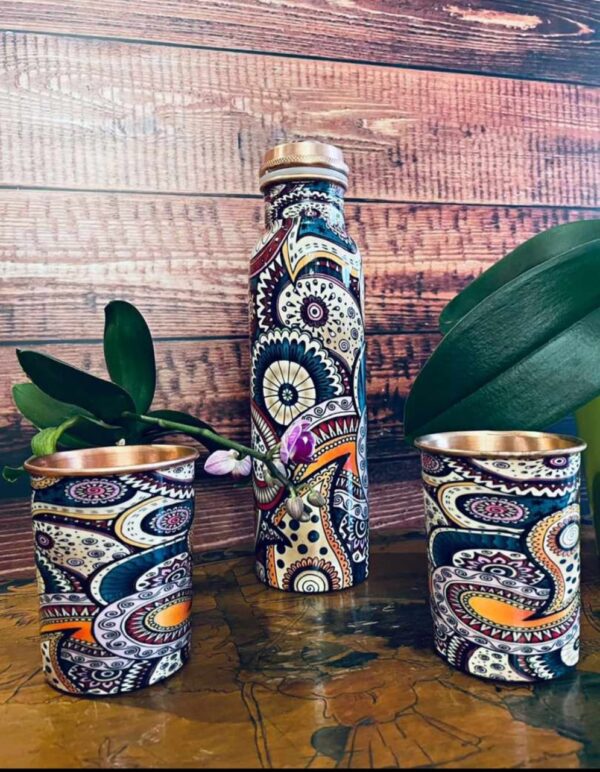 Vibrant Paisley Copper Water Bottle