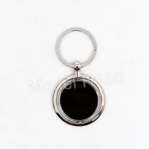 Rotating round shape metal keychain